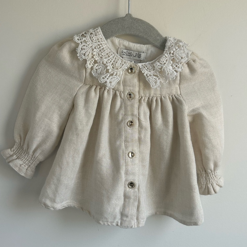 SOLD Rachel Zoe Cream Lace Collar Button-Down Shirt - Picture 1 of 3